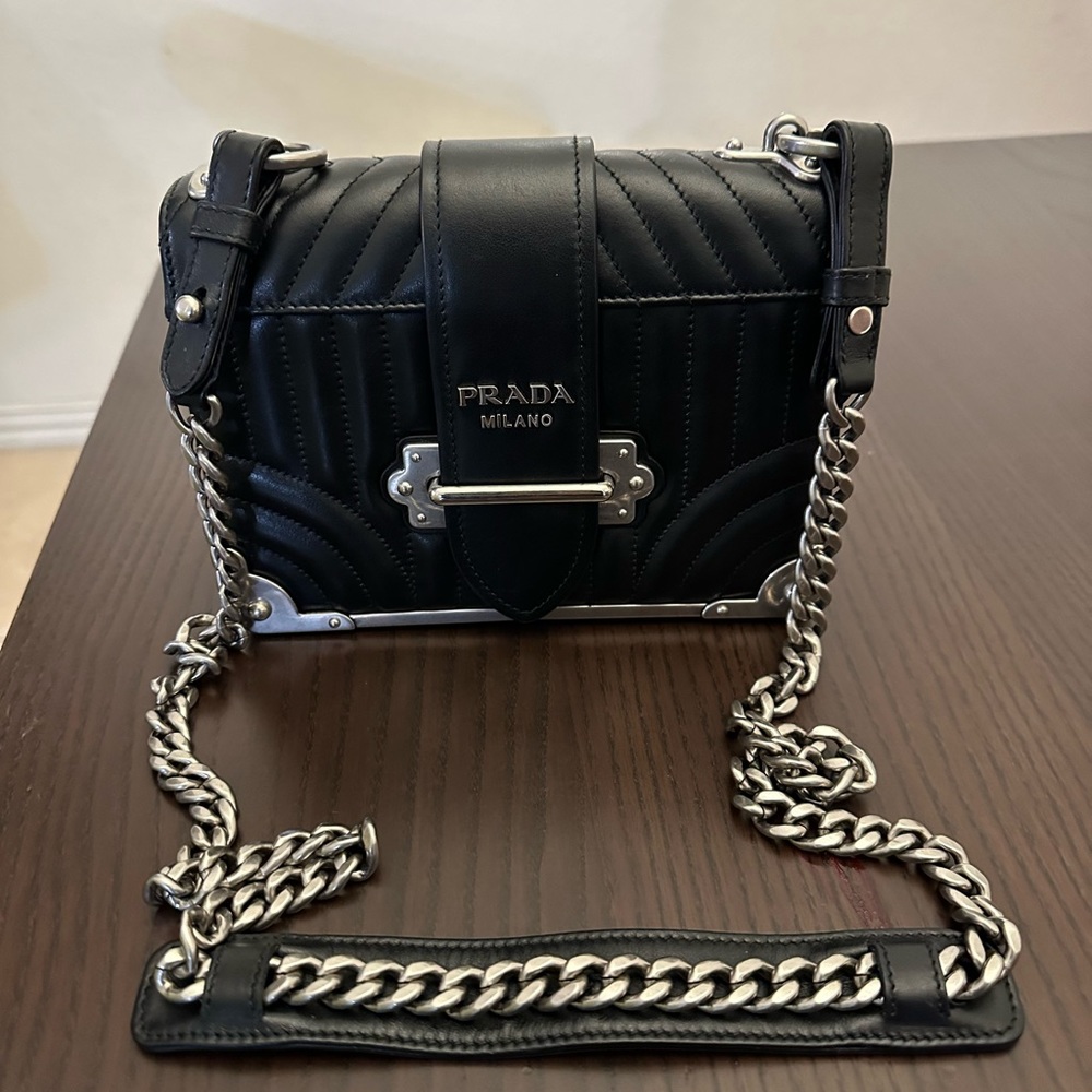 Prada - Black soft Calfskin Impunture Cahier crossbody bad - Picture 9 of 9